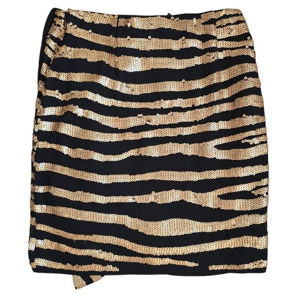 Nasty Gal NWT Zebra Sequin Mini Skirt Sz 6 - Picture 3 of 11